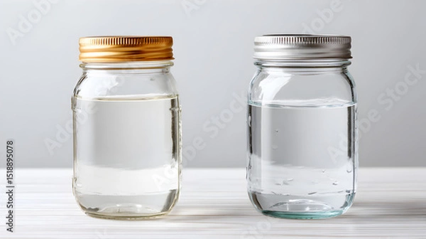 Obraz Two glass jars filled with water, a refreshing and pure depiction of hydration