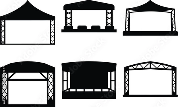 Fototapeta Collection of six different stage structures perfect for showcasing performances