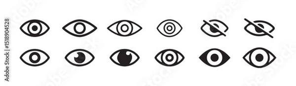 Fototapeta Eye icon set. See and unsee symbol. Show password, Eyesight symbol. Simple eyes collection. Eye silhouette  vector illustration eps 10..