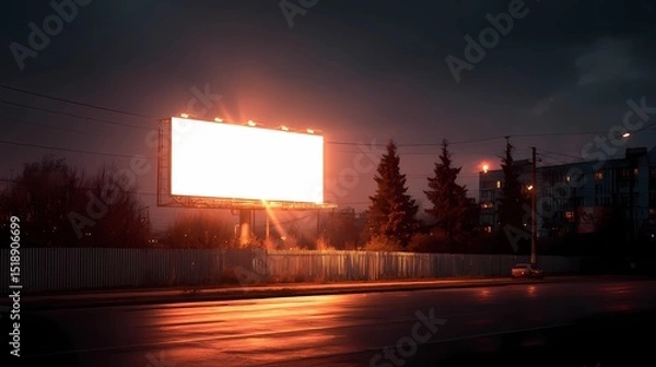 Fototapeta Solitary billboard structure in minimalist setting, ideal for showcasing branding, public messaging, or design layouts.