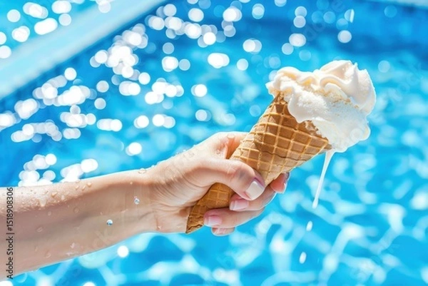 Fototapeta Summer Indulgence: Ice Cream by the Pool