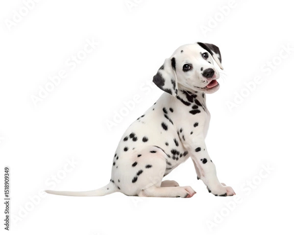 Obraz dalmatian puppy sitting white background