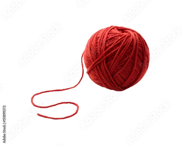 Obraz red yarn ball against white background