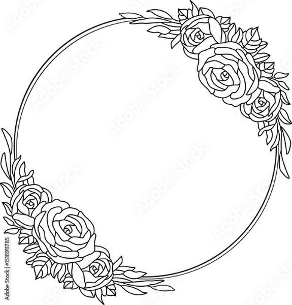 Fototapeta Floral Circle Frame Vector