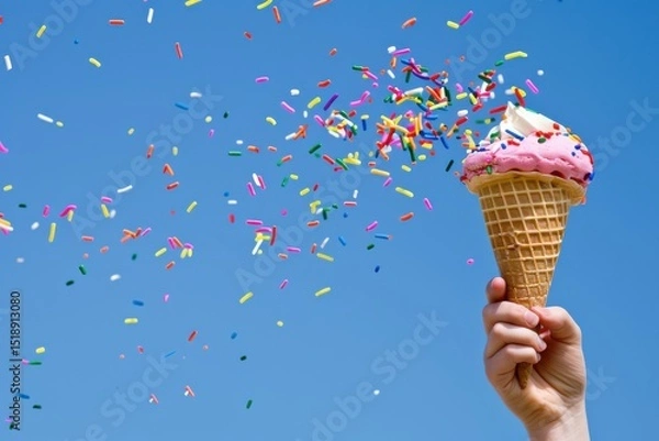 Fototapeta Ice Cream Cone with Sprinkles Explosion