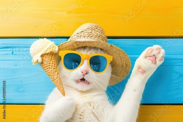 Fototapeta Cat Connoisseur: Summer Fun with Ice Cream