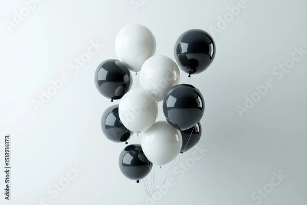 Fototapeta Minimalist 3D balloons animation with clean white background and gentle shadows