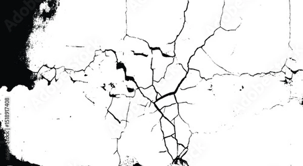 Obraz Dry soil surface ground cracks background texture vector illustration white and black stock illustration