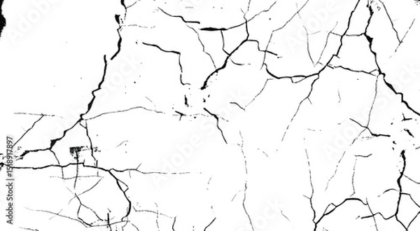 Obraz Ground cracks isolated on white background. Fracture surface vector illustration. 