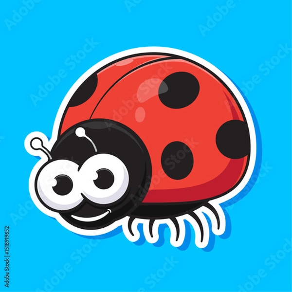 Fototapeta Cartoon sticker of orange smile ladybug beetle illustration vector isolated with simple concept design suitable for web, apps and others