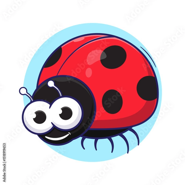 Fototapeta Cute cartoon of red smile lady bug beetle illustration vector suitable used for icon, mascot, logo, symbol and others