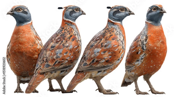 Fototapeta Colorful Quail Species Displaying Unique Feather Patterns from Different Angles
