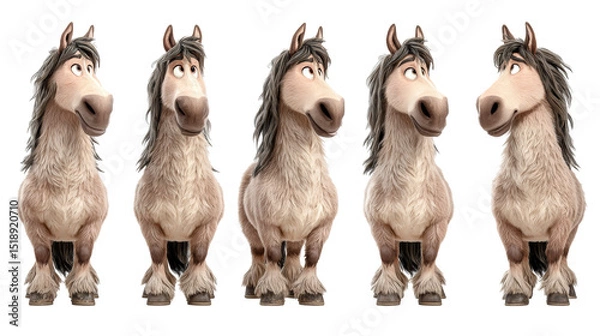Obraz Playful and Charming Cartoon Horse Characters in Various Expressions and Poses