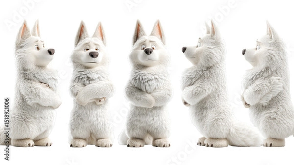 Obraz Playful and Expressive Cartoon Arctic Fox Character Design for Animation Projects
