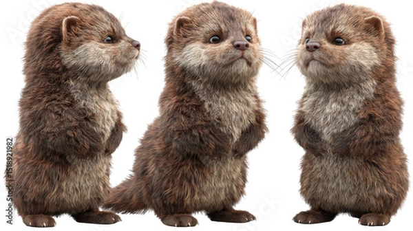 Obraz Cute and Playful Cartoon Otters in Various Poses with Adorable Expressions