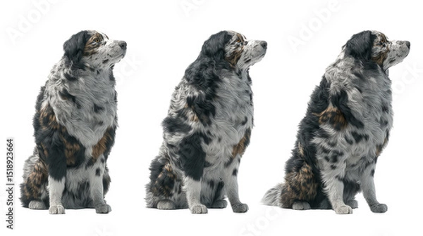Obraz Three Adorable Dogs in Different Poses, Captivating Expressions and Unique Fur Patterns