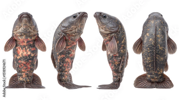 Obraz Unique Freshwater Fish Species in Detailed Side and Top View with Vibrant Colors