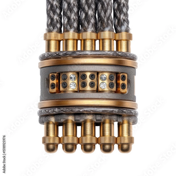 Obraz Intricate Design of Braided Rope and Golden Connectors for Crafting and Engineering Projects
