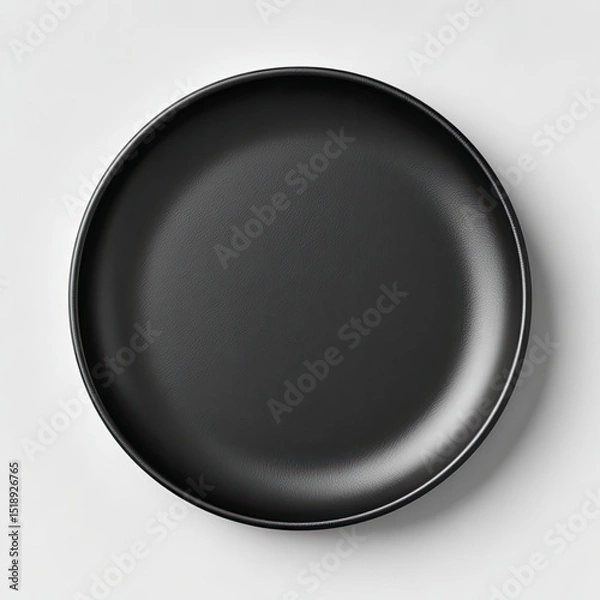 Fototapeta Sleek black plate with smooth surface, perfect for modern dining