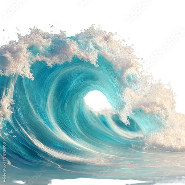 Obraz Turquoise Ocean Wave Crashing with Foam Against the Shore in Bright Sunlight
