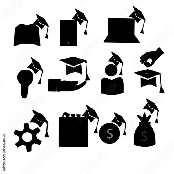 Obraz Education and graduation silhouette icon set