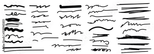 Fototapeta marker scribble line set