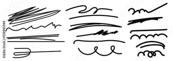 Fototapeta marker scribble line set