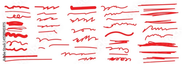 Fototapeta Various black vector marker and brush strokes