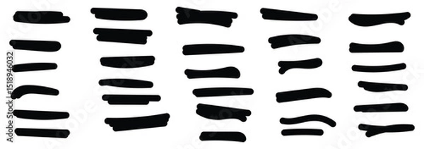 Fototapeta Various black vector marker and brush strokes