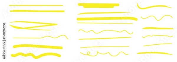 Fototapeta Various black vector marker and brush strokes