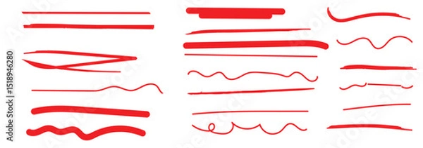 Fototapeta Various black vector marker and brush strokes