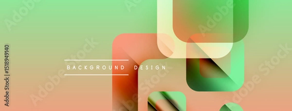 Fototapeta Abstract background features layered shapes, gradients. Soft colors blend, creating modern visual effect. Design elements overlap, forming dynamic composition.