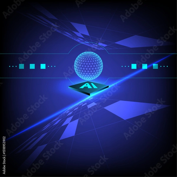 Obraz Digital Data Stream Abstract Blue Technology with Arrow Patterns