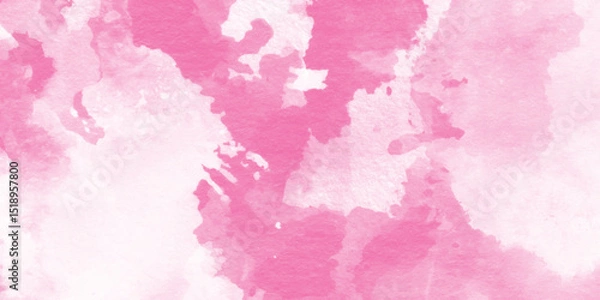 Obraz Abstract grainy fantasy smooth light pink watercolor paper texture with clouds, Grunge pink background, Stain artistic hand painted texture of pink, pastel hand painted watercolor of pink texture.