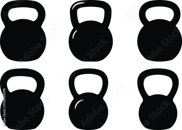 Fototapeta Six kettlebell silhouettes arranged in a twobythree matrix formation
