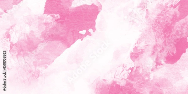 Obraz Abstract grainy fantasy smooth light pink watercolor paper texture with clouds, Grunge pink background, Stain artistic hand painted texture of pink, pastel hand painted watercolor of pink texture.