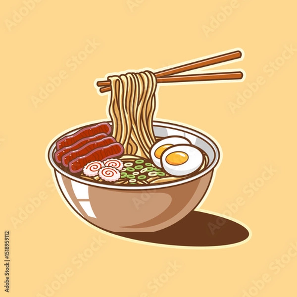 Fototapeta Ramen illustration with a very appetizing appearance