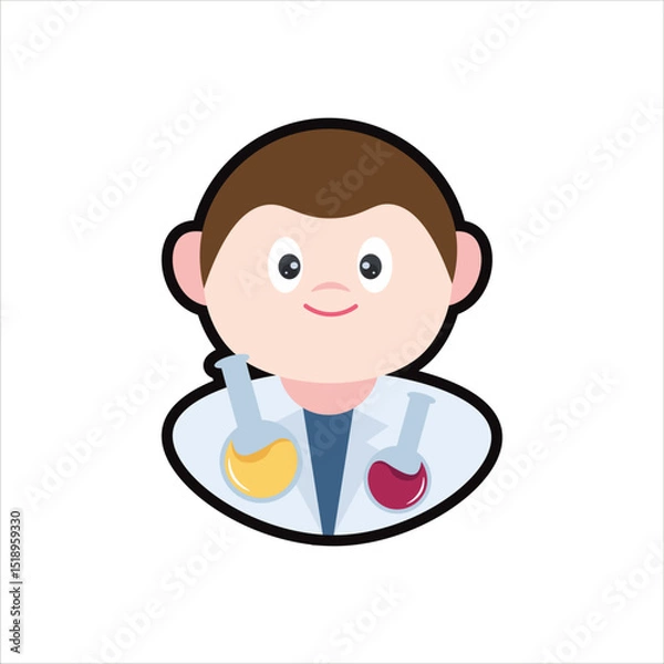 Obraz Colored Scientist Cartoon Illustration