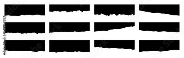 Obraz 破れた紙　ガサガサ　仕切り　ベクター　黒　deviders