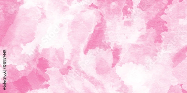 Obraz Abstract grainy fantasy smooth light pink watercolor paper texture with clouds, Grunge pink background, Stain artistic hand painted texture of pink, pastel hand painted watercolor of pink texture.