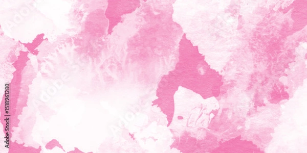 Obraz Abstract grainy fantasy smooth light pink watercolor paper texture with clouds, Grunge pink background, Stain artistic hand painted texture of pink, pastel hand painted watercolor of pink texture.