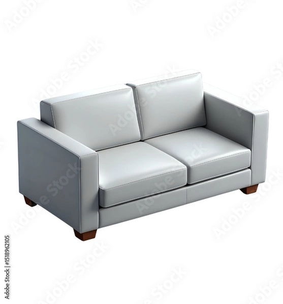 Fototapeta Isometric 3D sofa icon with cushions and armrests. Great for home decor, furniture, interior visuals, or real estate content. PNG format, rendered cleanly with a modern touch.
