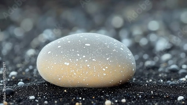 Obraz Speckled Stone on Dark Sand Beach Serenity and Calm