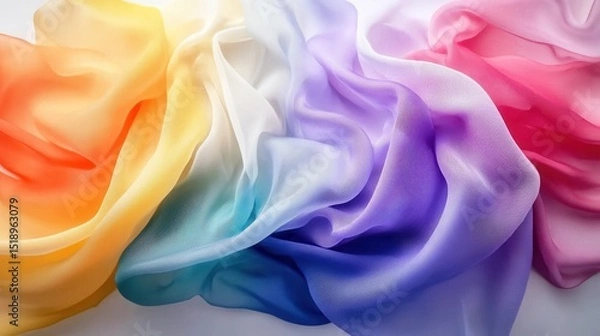 Obraz Rainbow Ombre Silk Fabric Draped Softly