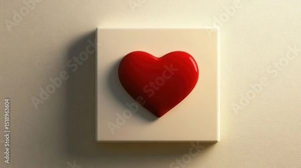 Obraz Red Heart Shape on Beige Square Background