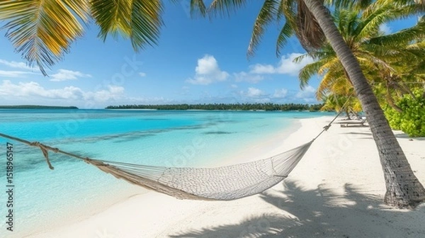 Obraz Serene hammock on a tropical beach paradise