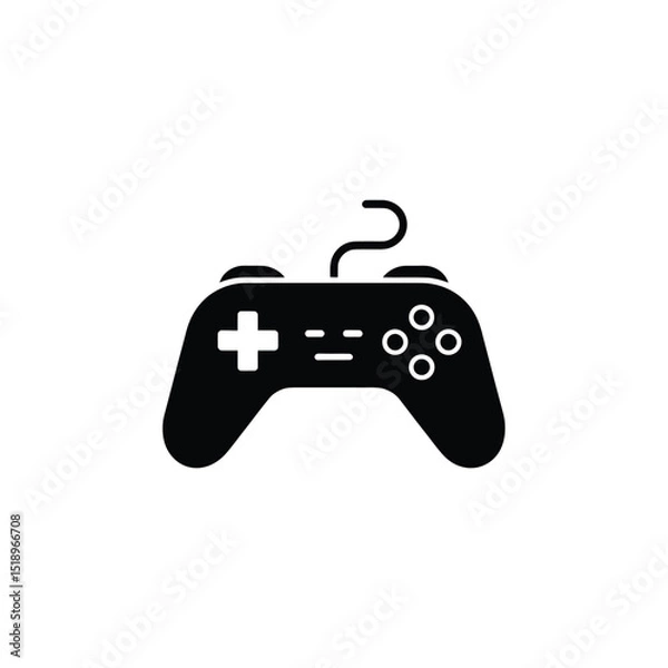 Obraz Black Controller Illustration Classic Video Game Console with Wired Connection and Buttons