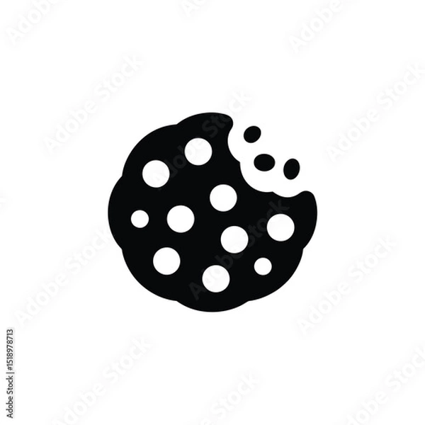 Fototapeta Chocolate Chip Cookie Icon with a Bite Taken Isolated on White Background
