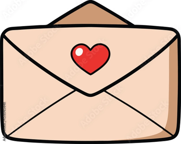 Fototapeta Romantic love letter envelope icon with heart symbol, ideal for Valentine's Day, romance, or affectionate messages. Cute and minimalist vector illustration. Perfect for digital or print use.