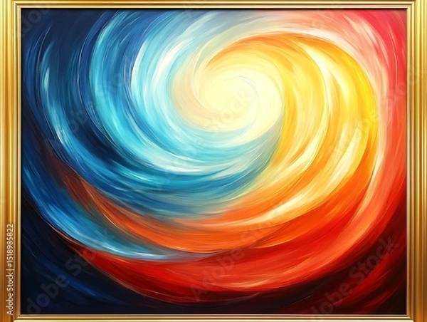 Fototapeta Captivating spiral abstract art framed with luminous color transition